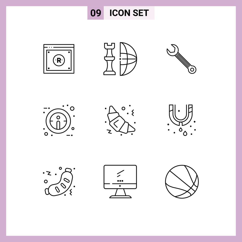 9 User Interface Outline Pack of modern Signs and Symbols of sign info piece repair building Editable Vector Design Elements