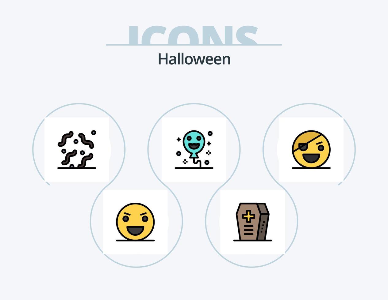 paquete de iconos llenos de línea de halloween 5 diseño de iconos. varita mágica. Víspera de Todos los Santos. horror. mariscos. pez vector