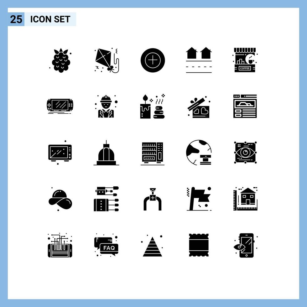 Universal Icon Symbols Group of 25 Modern Solid Glyphs of cafe residences add real houses Editable Vector Design Elements