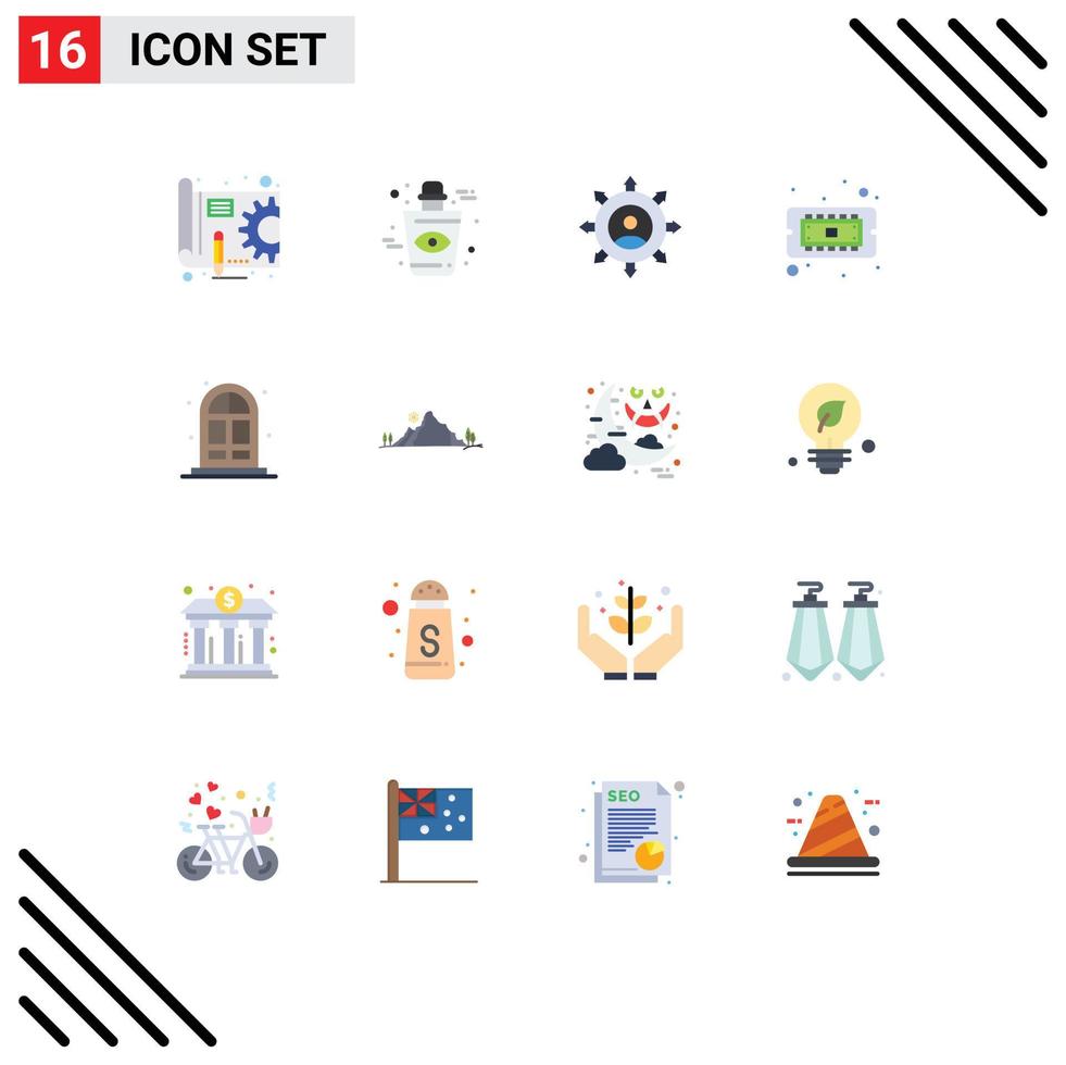 16 Thematic Vector Flat Colors and Editable Symbols of home cpu business computer planning Editable Pack of Creative Vector Design Elements