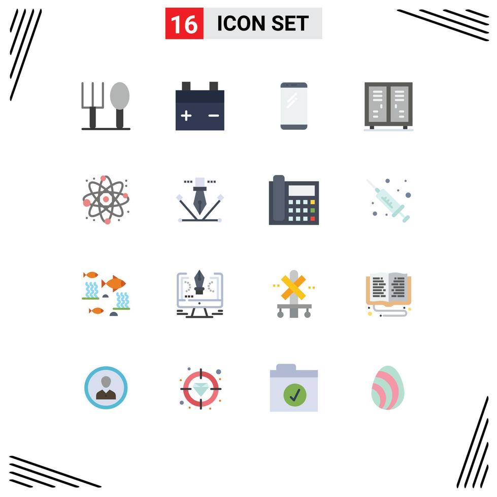 Modern Set of 16 Flat Colors Pictograph of react game mobile closet athlete Editable Pack of Creative Vector Design Elements