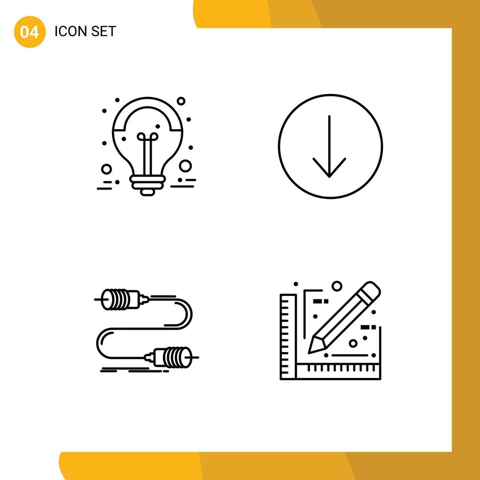 Set of 4 Commercial Filledline Flat Colors pack for ideas communication grand sale symbol marketing Editable Vector Design Elements