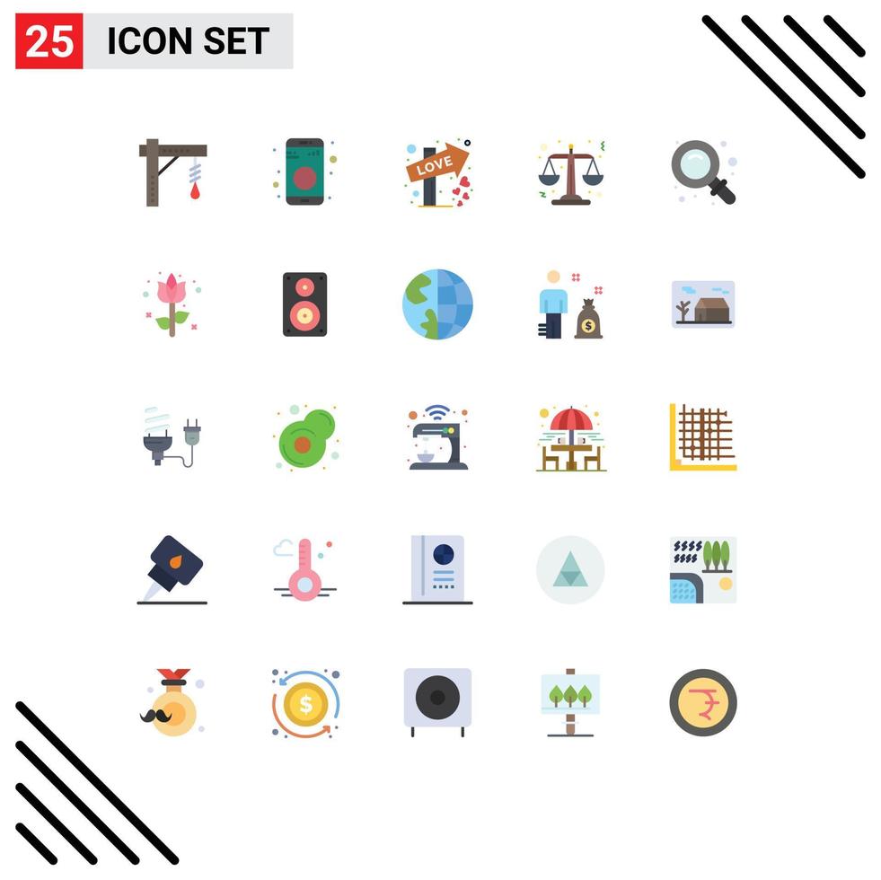 Mobile Interface Flat Color Set of 25 Pictograms of school scales sign law date Editable Vector Design Elements