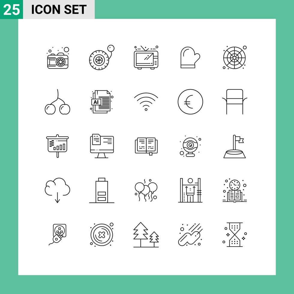 Group of 25 Modern Lines Set for color wheel color catalog tv catalog kitchen Editable Vector Design Elements