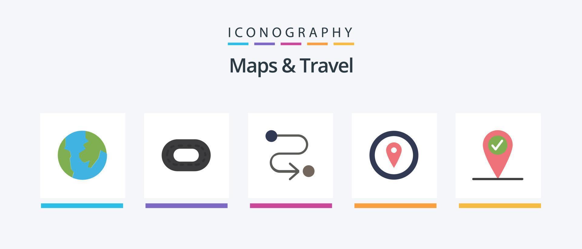 Maps and Travel Flat 5 Icon Pack Including . gps. check in. Creative Icons Design vector