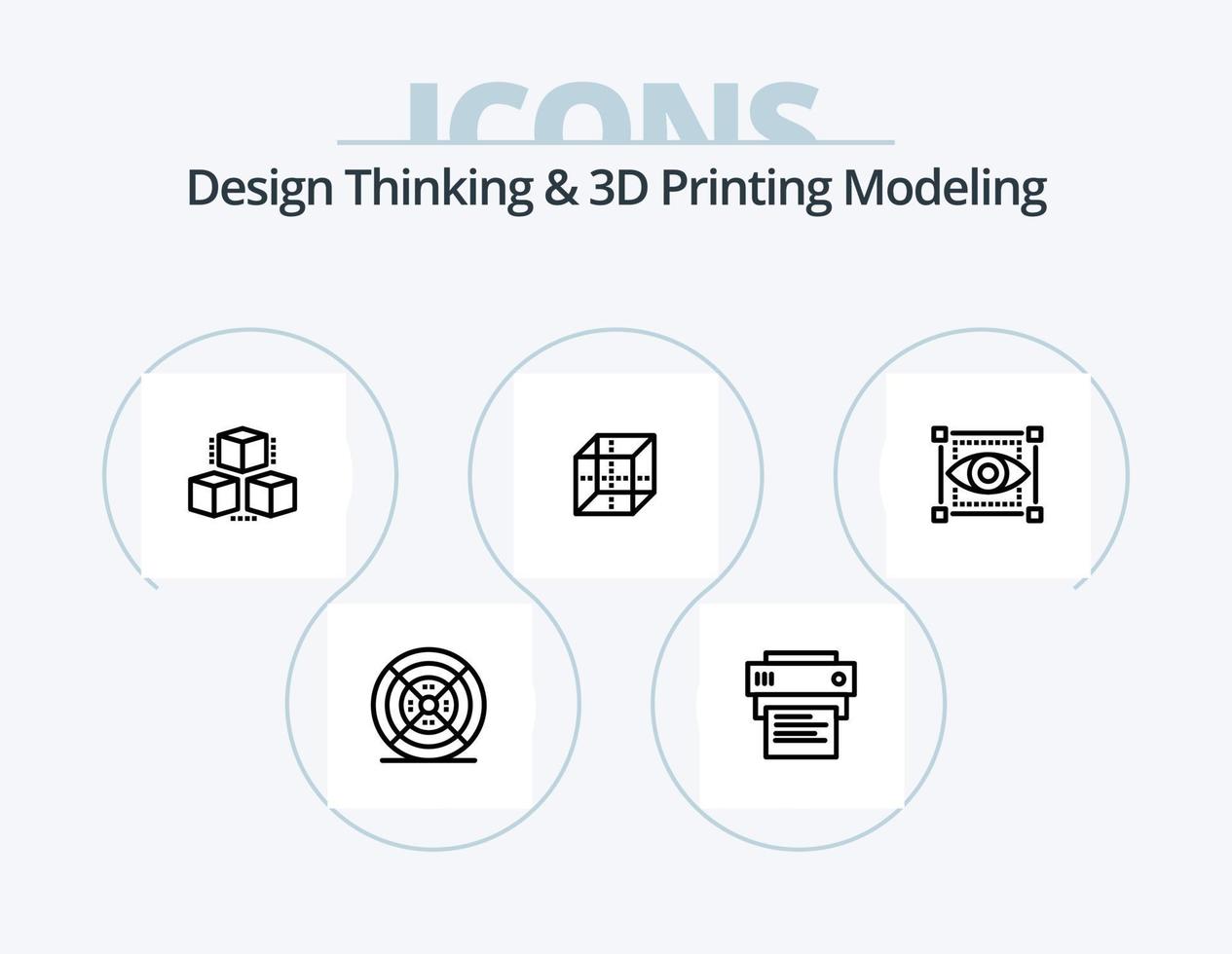 Design Thinking And D Printing Modeling Line Icon Pack 5 Icon Design. forming. 3d. grid. globe. internet vector