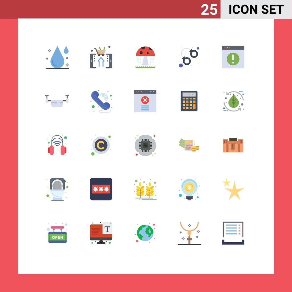 25 User Interface Flat Color Pack of modern Signs and Symbols of businessmen jail smartphone handcuff arrest Editable Vector Design Elements