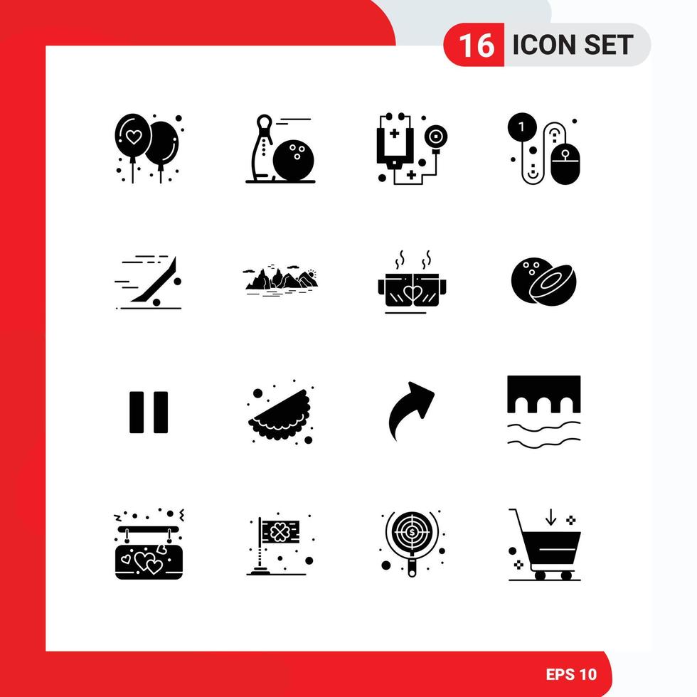 16 iconos creativos signos y símbolos modernos de pago rápido médico haga clic en negocios elementos de diseño vectorial editables vector