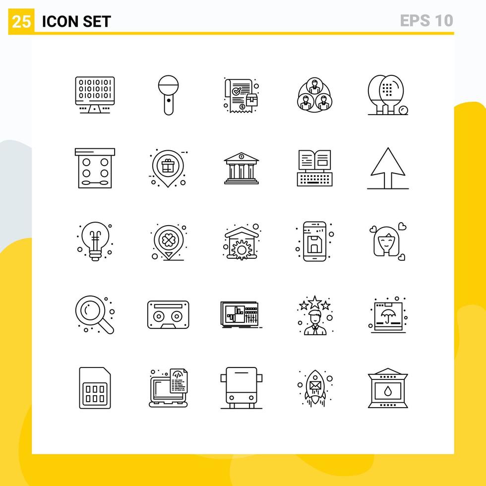 Group of 25 Modern Lines Set for activities clone sound gang online order Editable Vector Design Elements