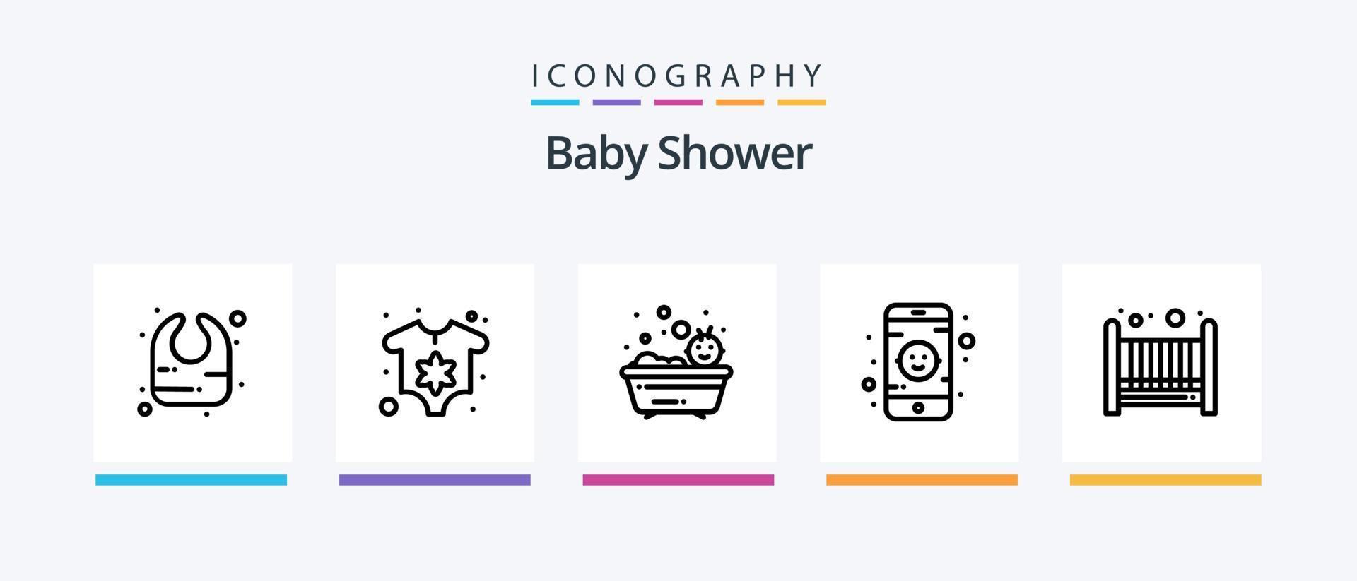 paquete de iconos de la línea 5 de baby shower que incluye. tonto. bebé. bebé. pirámide. diseño de iconos creativos vector