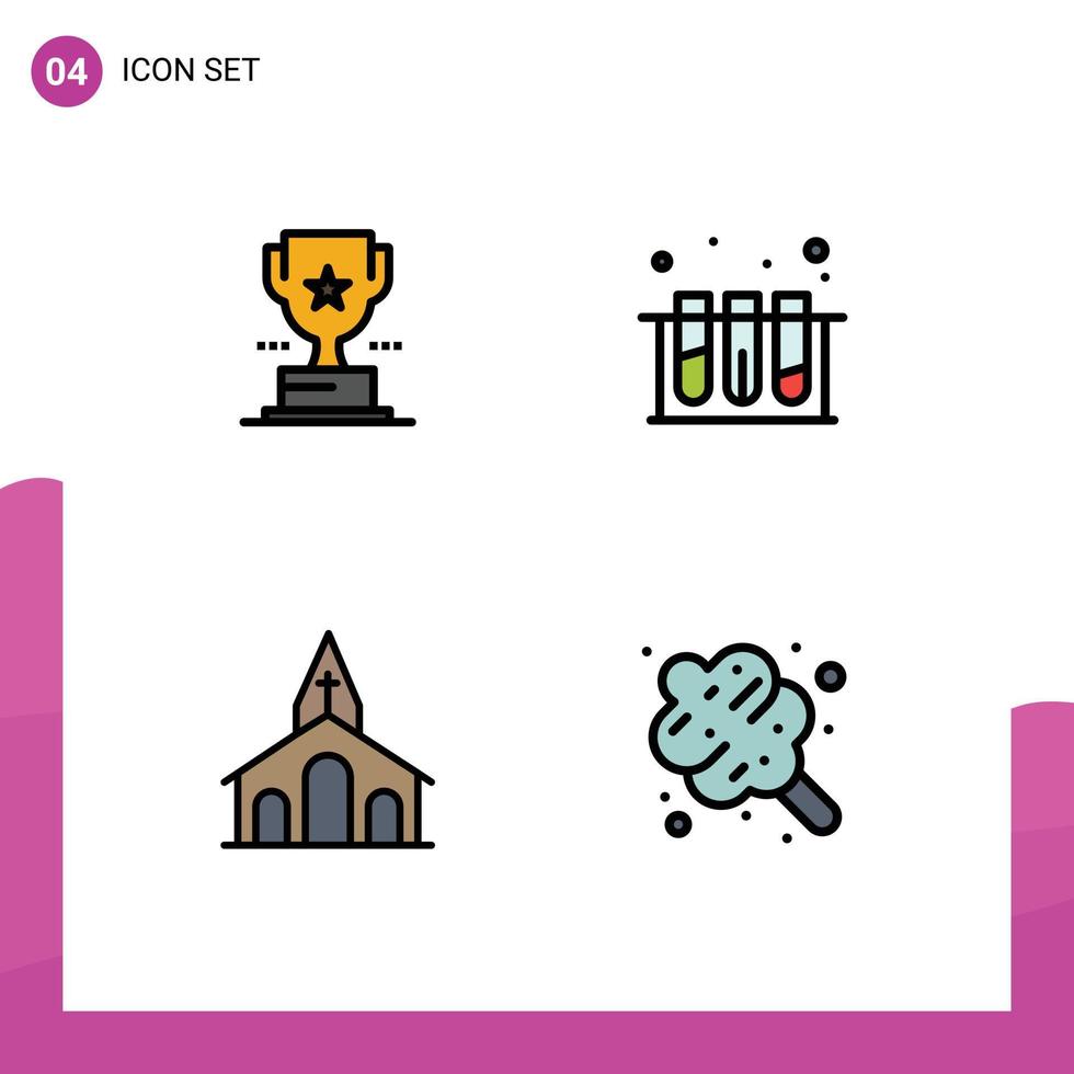 Universal Icon Symbols Group of 4 Modern Filledline Flat Colors of cup celebration achievement test cross Editable Vector Design Elements