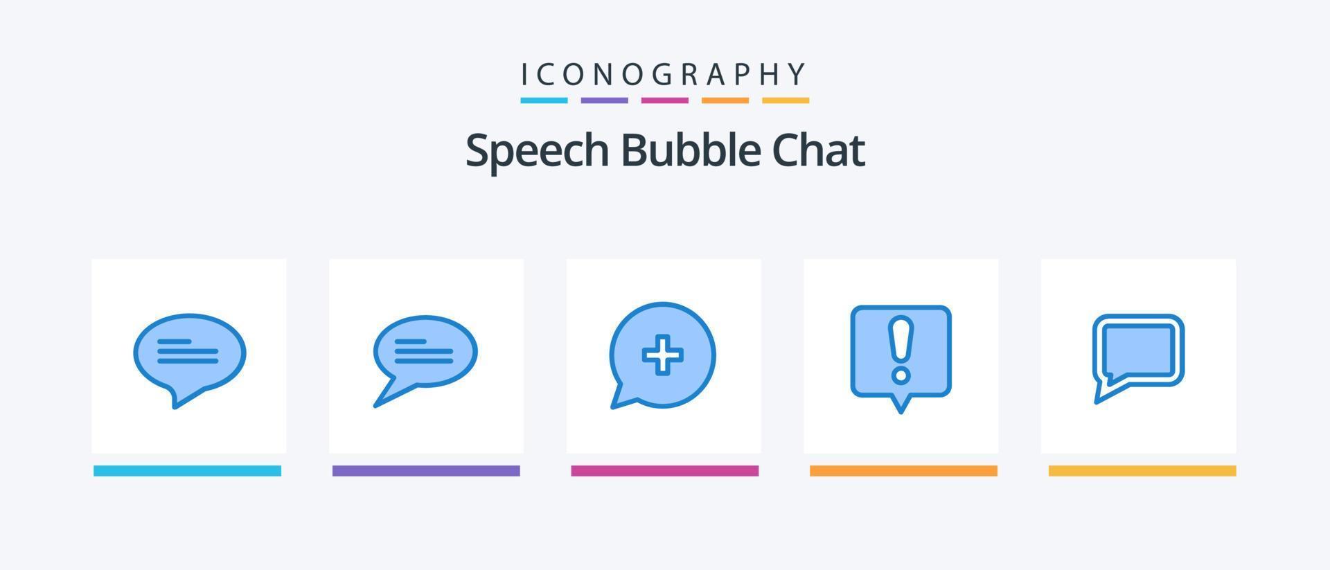 Chat Blue 5 Icon Pack Including . error message. message. Creative Icons Design vector