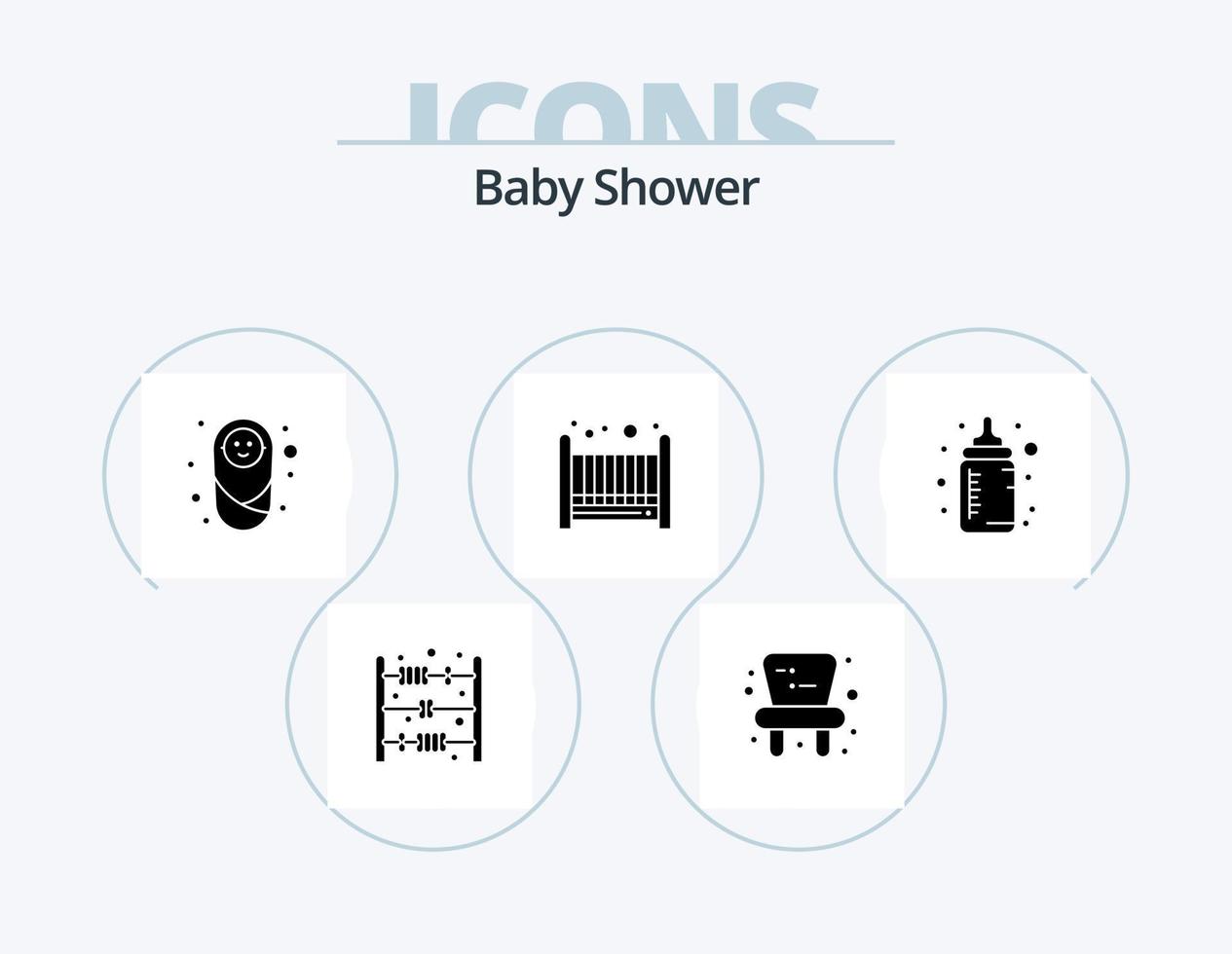 Baby Shower Glyph Icon Pack 5 Icon Design. . nipple. children. feeder. cradle vector