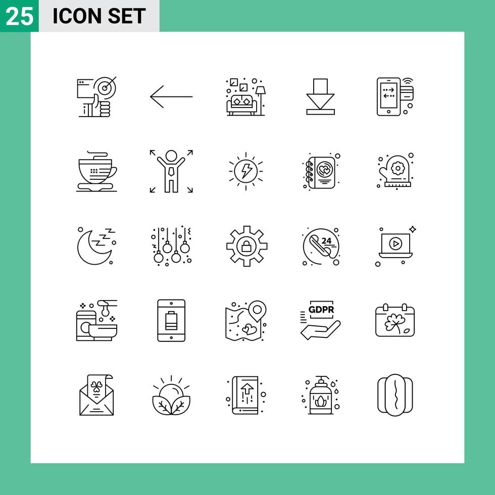 Set of 25 Vector Lines on Grid for wifi internet lamp credit download Editable Vector Design Elements
