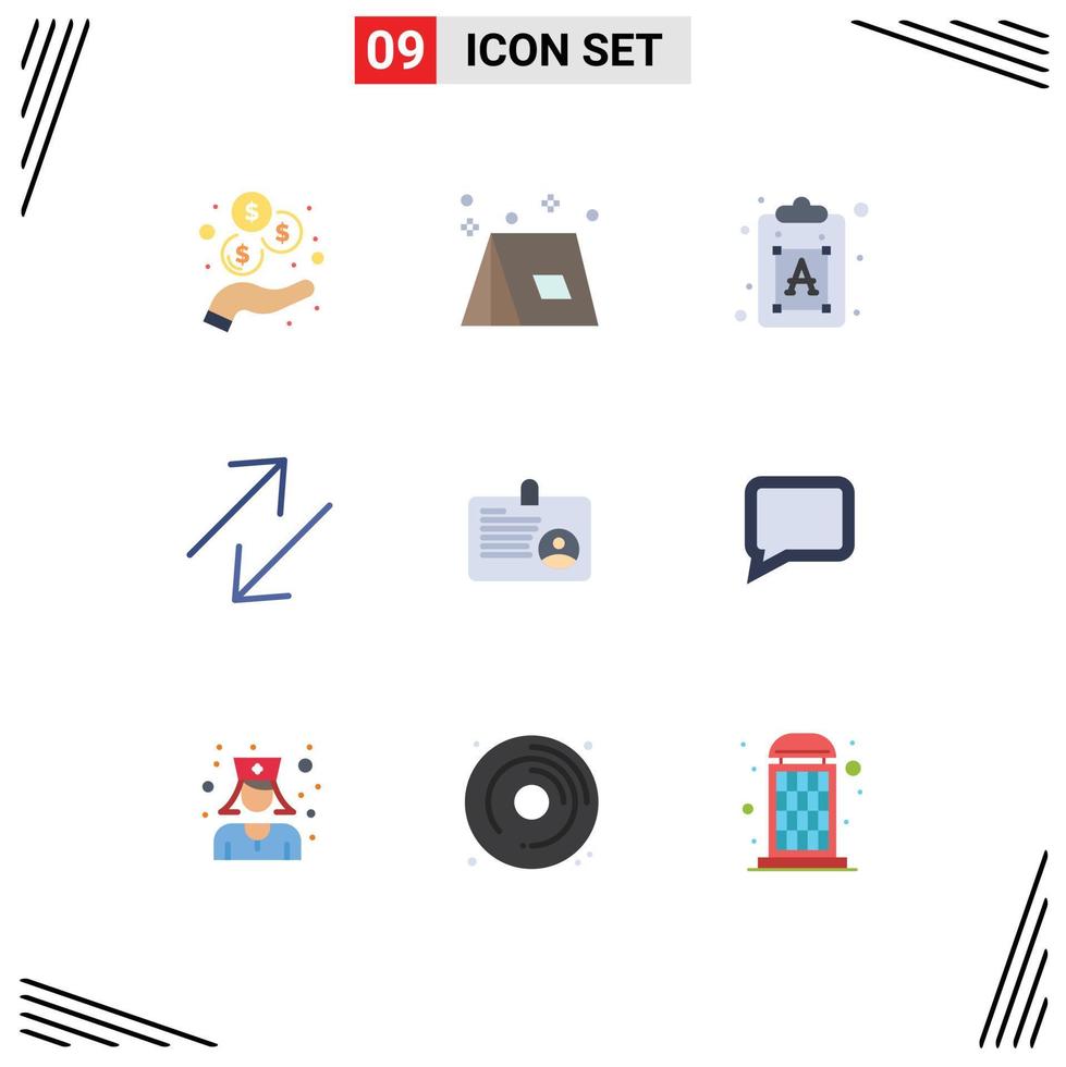 User Interface Pack of 9 Basic Flat Colors of id user creative scale arrow Editable Vector Design Elements