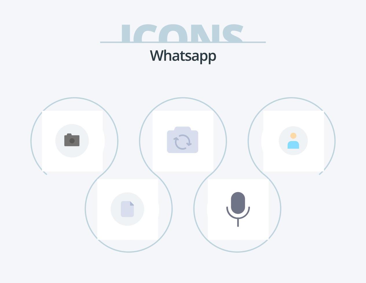 paquete de iconos planos de whatsapp 5 diseño de iconos. trabajador. ui cámara. básico. cámara vector