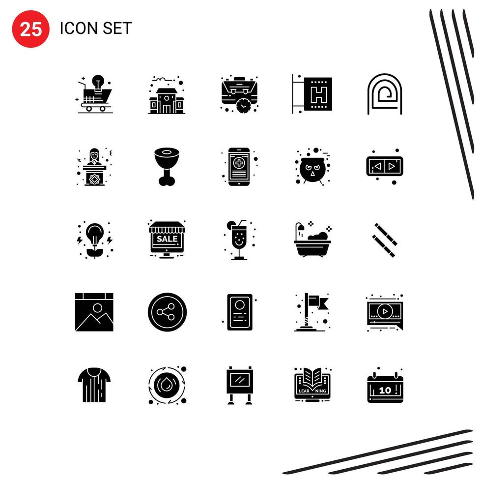 Stock Vector Icon Pack of 25 Line Signs and Symbols for fingerprint vacation bag travel time Editable Vector Design Elements