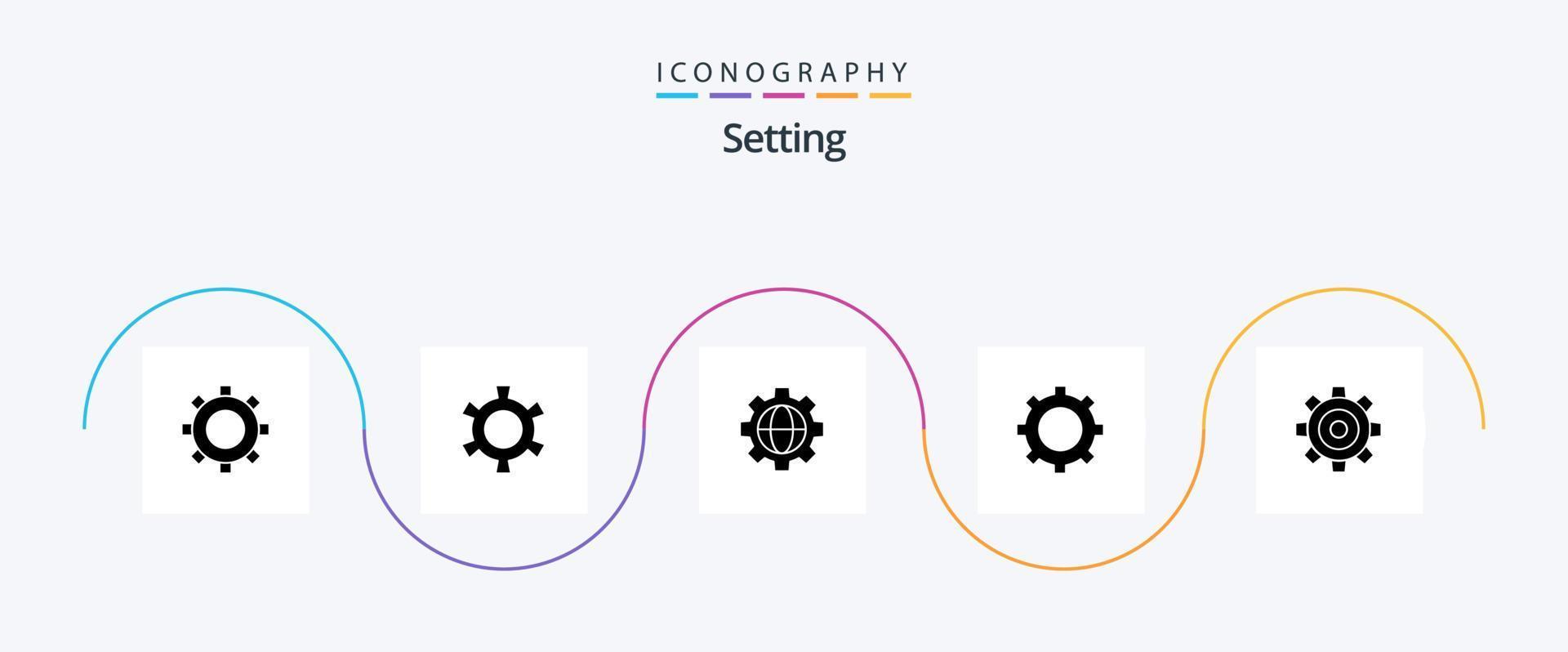 configuración del paquete de iconos de glifo 5 que incluye . entorno. globo. trabajo. básico vector