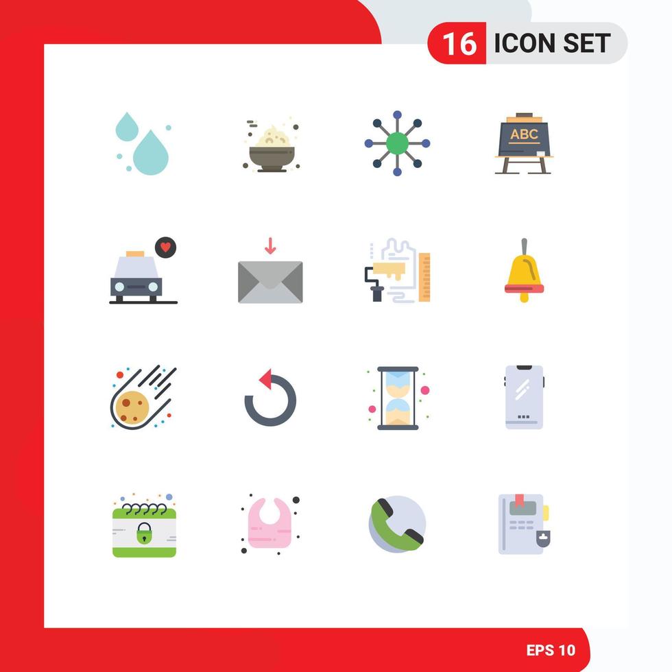conjunto de 16 iconos de interfaz de usuario modernos signos de símbolos para mensaje corazón web tablero de amor paquete editable de elementos creativos de diseño de vectores