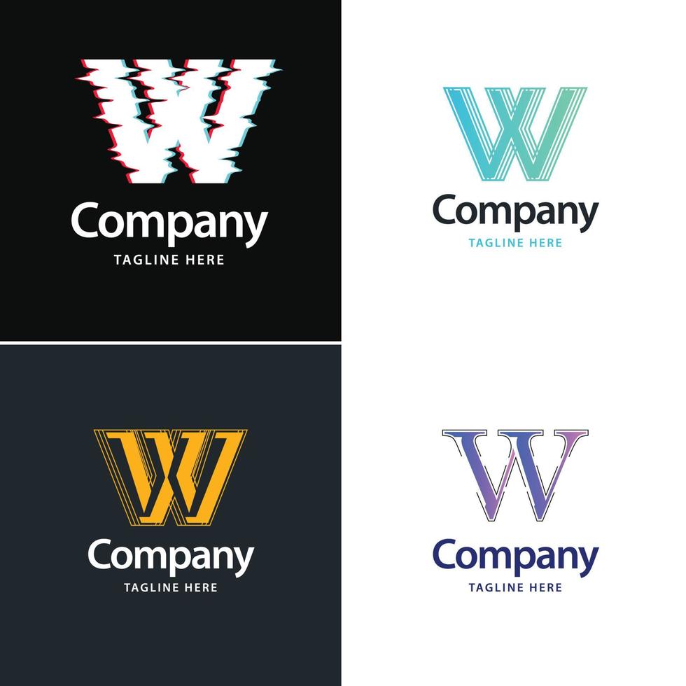 letra w diseño de paquete de logotipos grandes diseño de logotipos modernos y creativos para su negocio vector