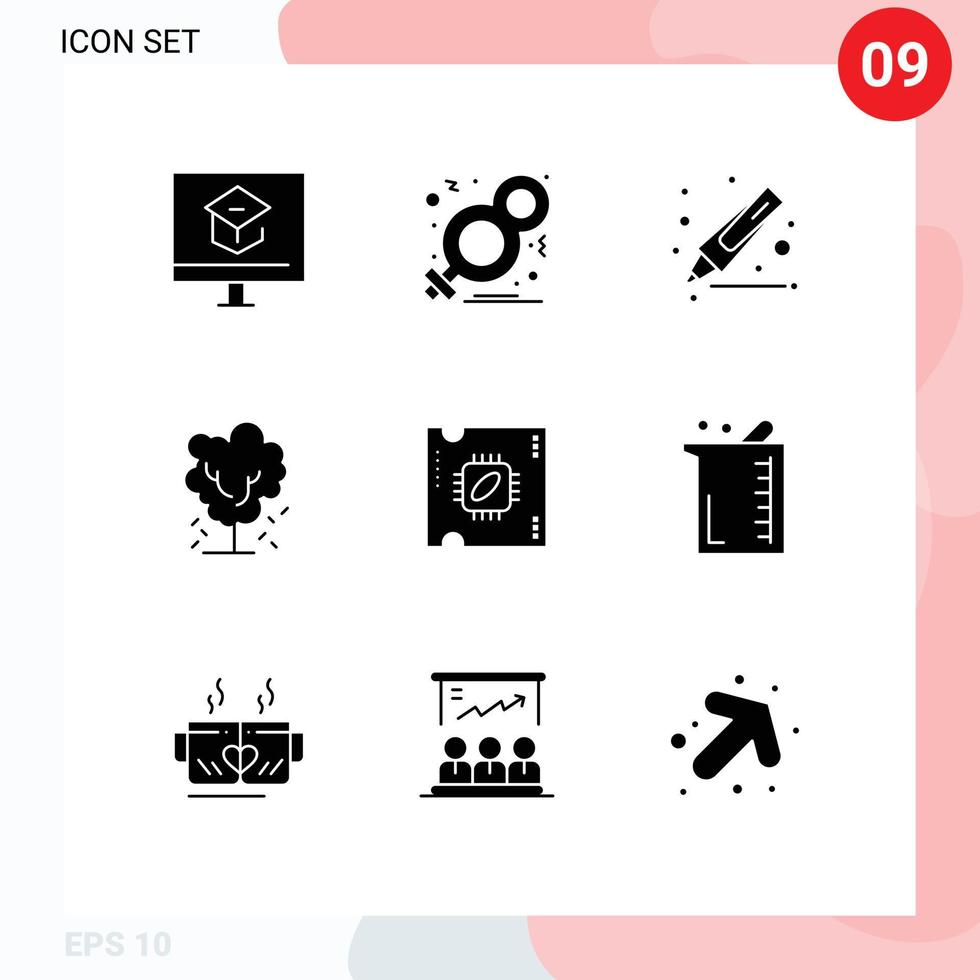 9 Solid Glyph concept for Websites Mobile and Apps spring apple tree symbol apple marker Editable Vector Design Elements