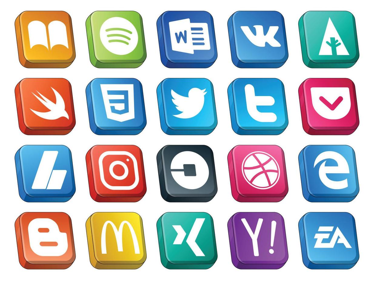 20 Social Media Icon Pack Including edge driver tweet car instagram vector