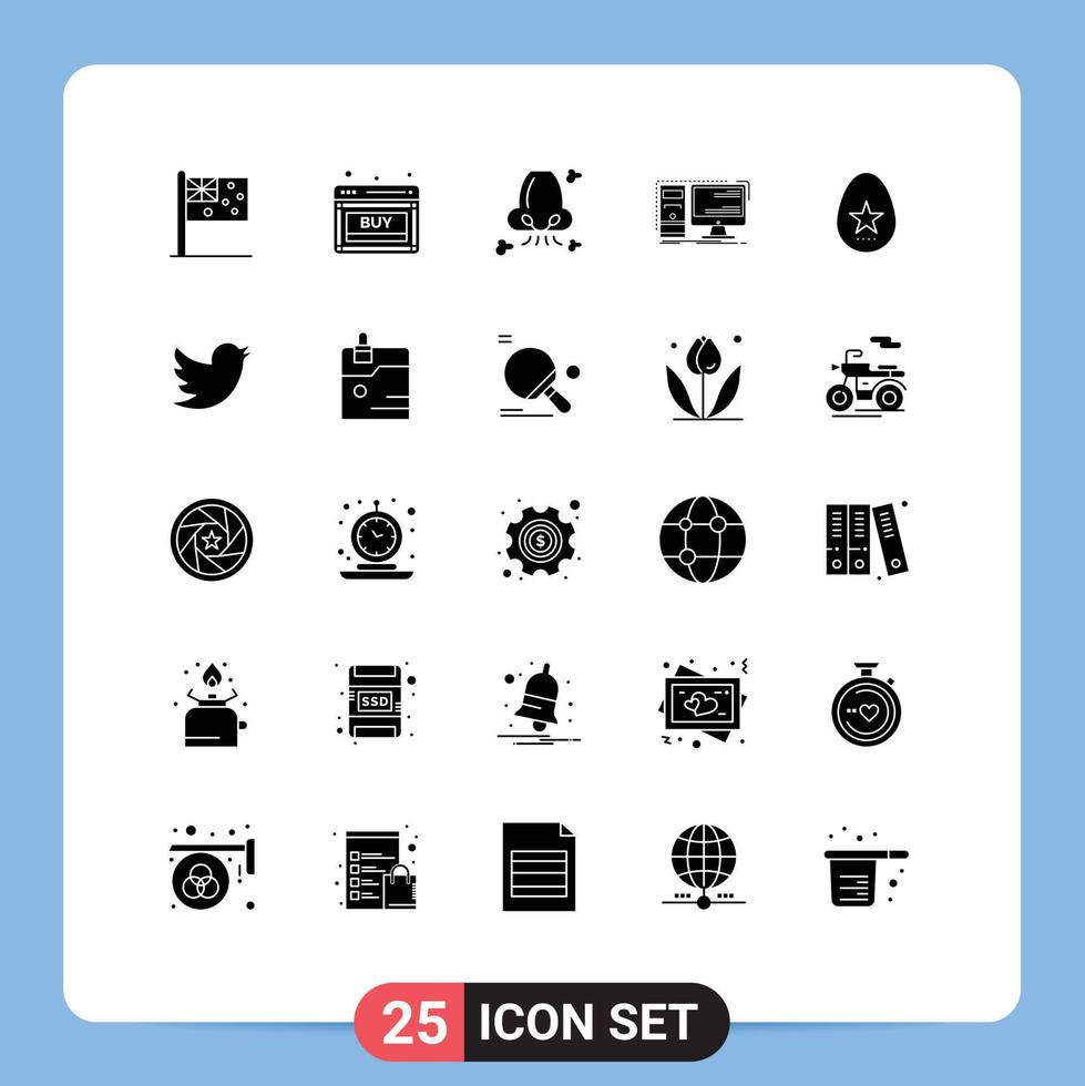 Editable Vector Line Pack of 25 Simple Solid Glyphs of workstation desktop web computer nose Editable Vector Design Elements