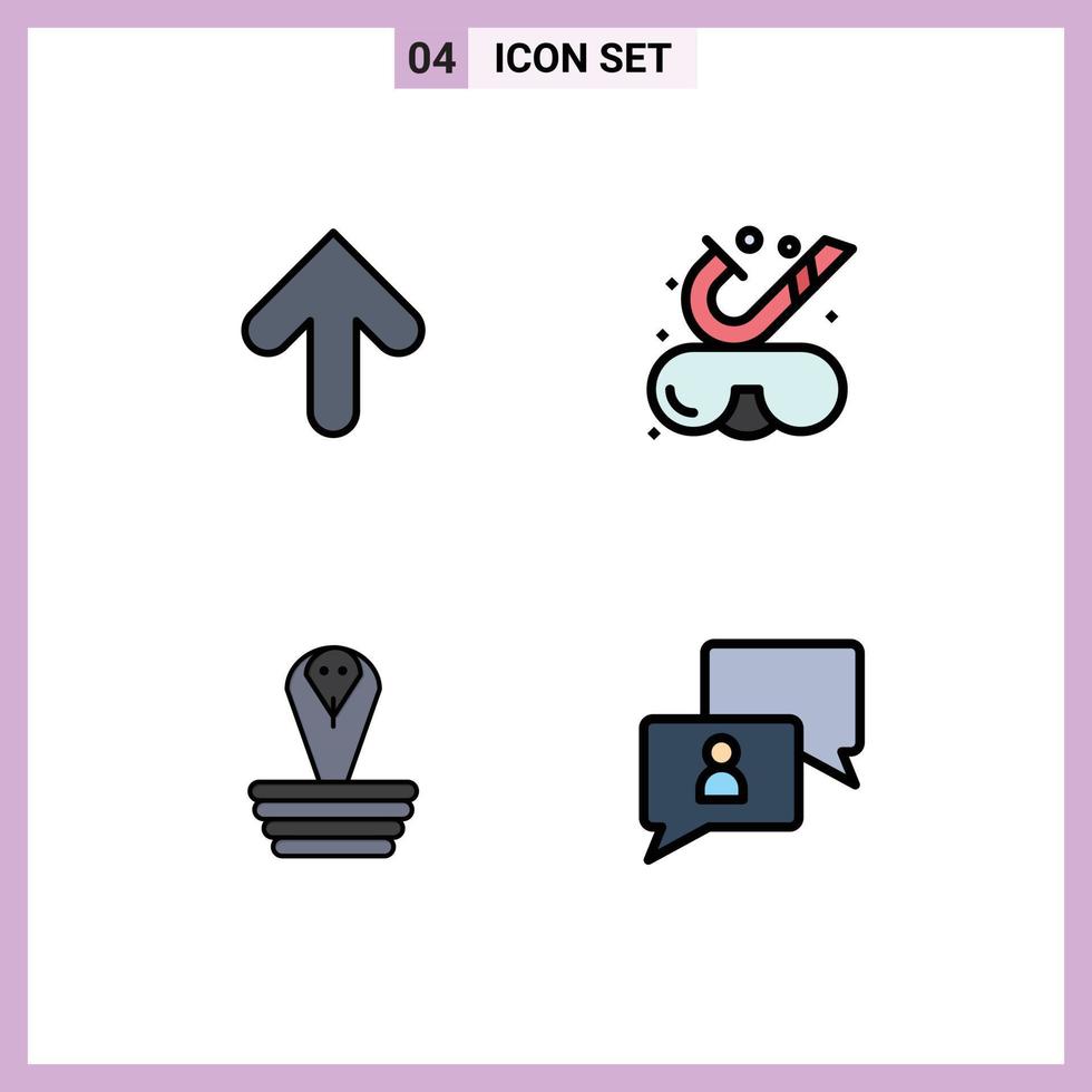 Stock Vector Icon Pack of 4 Line Signs and Symbols for arrow cobra upload snorkeling king Editable Vector Design Elements