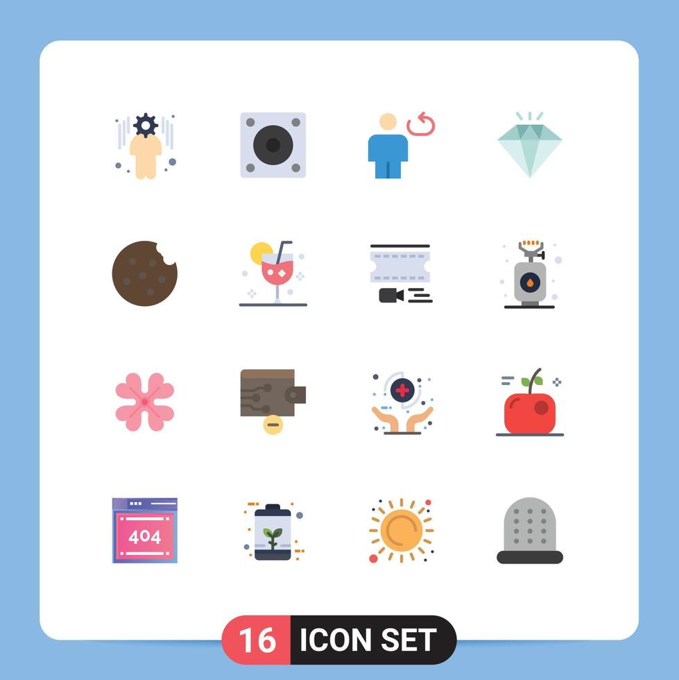 16 iconos creativos signos y símbolos modernos del cuerpo de la galleta de bebida presente paquete editable de diamantes de elementos creativos de diseño de vectores