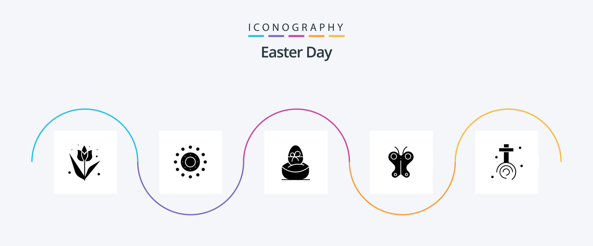 Easter Glyph 5 Icon Pack Including celebration. easter. gift. butterfly