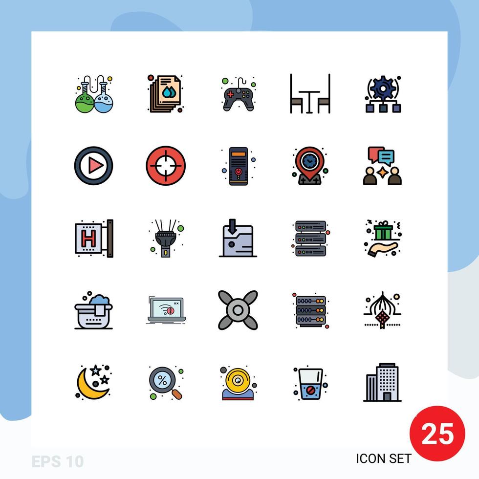 Universal Icon Symbols Group of 25 Modern Filled line Flat Colors of server configure controller setting interior Editable Vector Design Elements