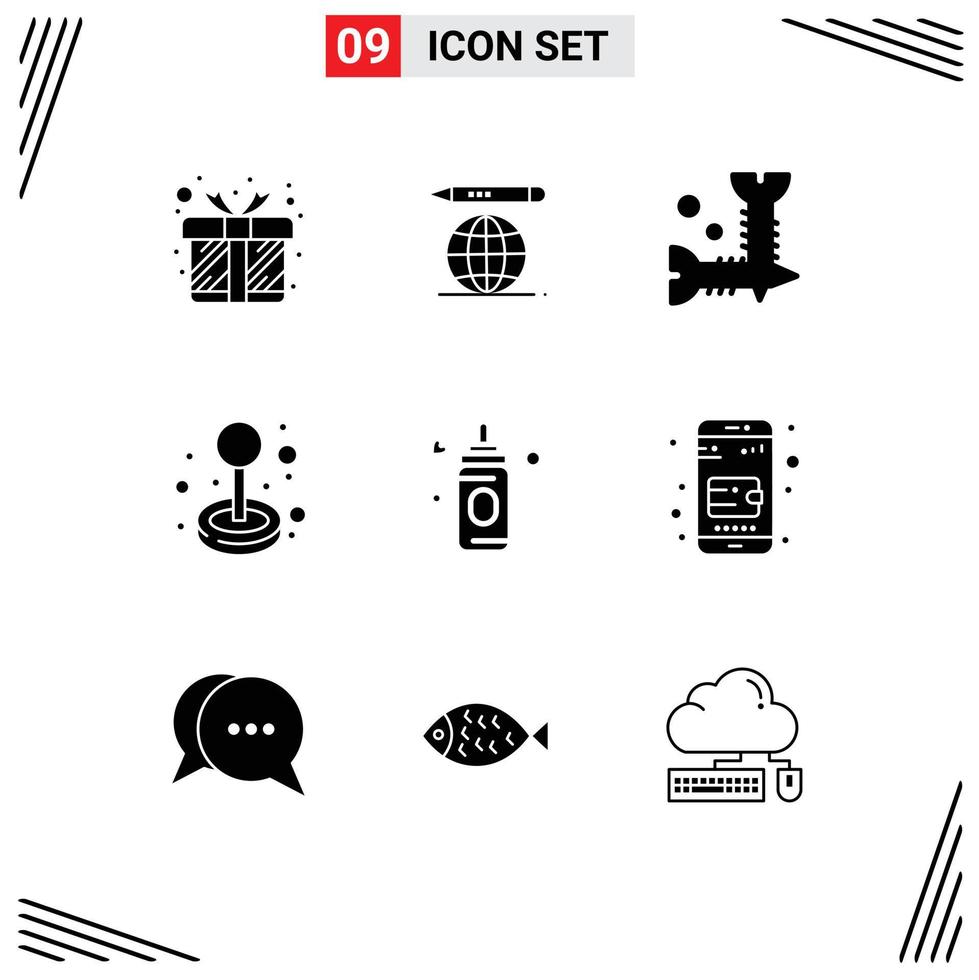 9 Solid Glyph concept for Websites Mobile and Apps child feeder diy play fun Editable Vector Design Elements