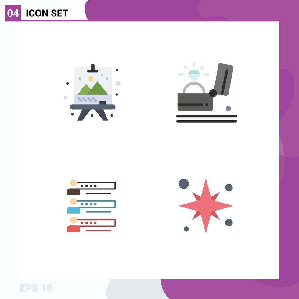 Universal Icon Symbols Group of 4 Modern Flat Icons of board skills paint holiday people Editable Vector Design Elements