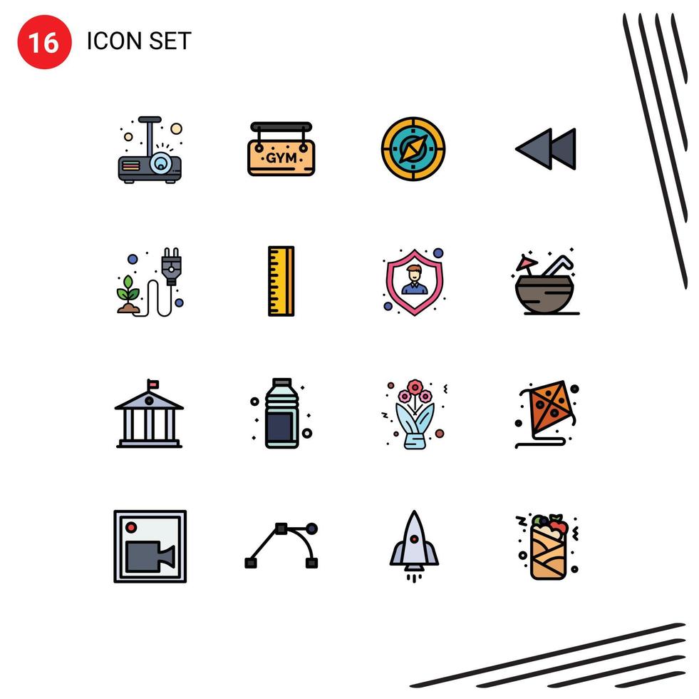 16 Creative Icons Modern Signs and Symbols of energy ecological navigator rewind back Editable Creative Vector Design Elements
