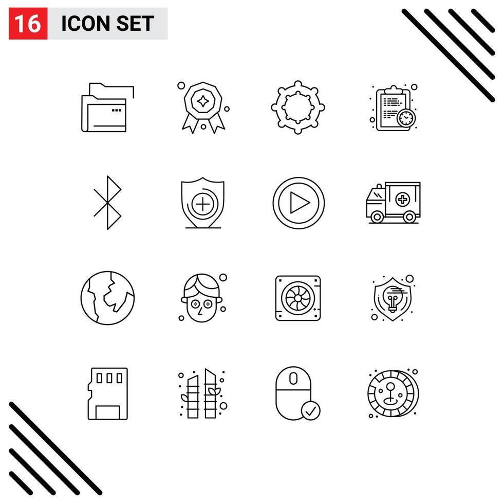 Outline Pack of 16 Universal Symbols of healthcare signal tether connection estimate Editable Vector Design Elements