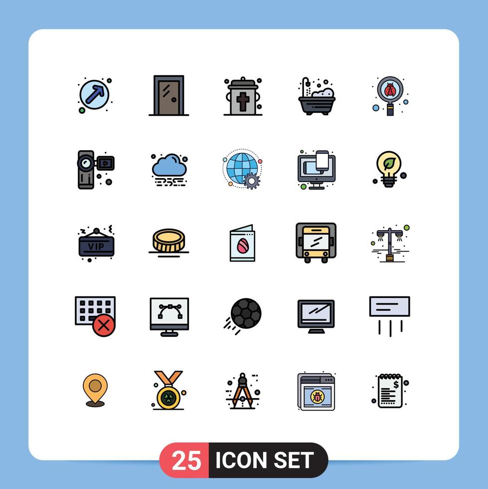 conjunto de 25 iconos modernos de la interfaz de usuario signos de símbolos para la sala de ducha de escaneo elementos de diseño vectorial editables de halloween vector