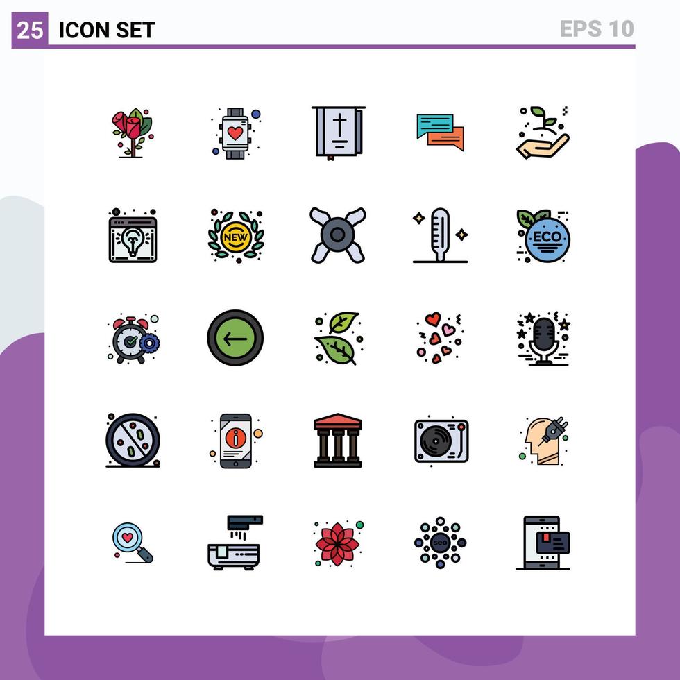 Stock Vector Icon Pack of 25 Line Signs and Symbols for communication bubble watch chat religion Editable Vector Design Elements