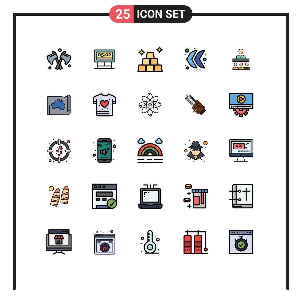 Stock Vector Icon Pack of 25 Line Signs and Symbols for australia teamwork gold team left Editable Vector Design Elements