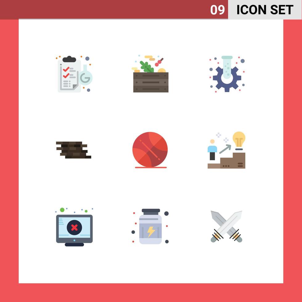 Stock Vector Icon Pack of 9 Line Signs and Symbols for backetball brick cog wall firewall Editable Vector Design Elements
