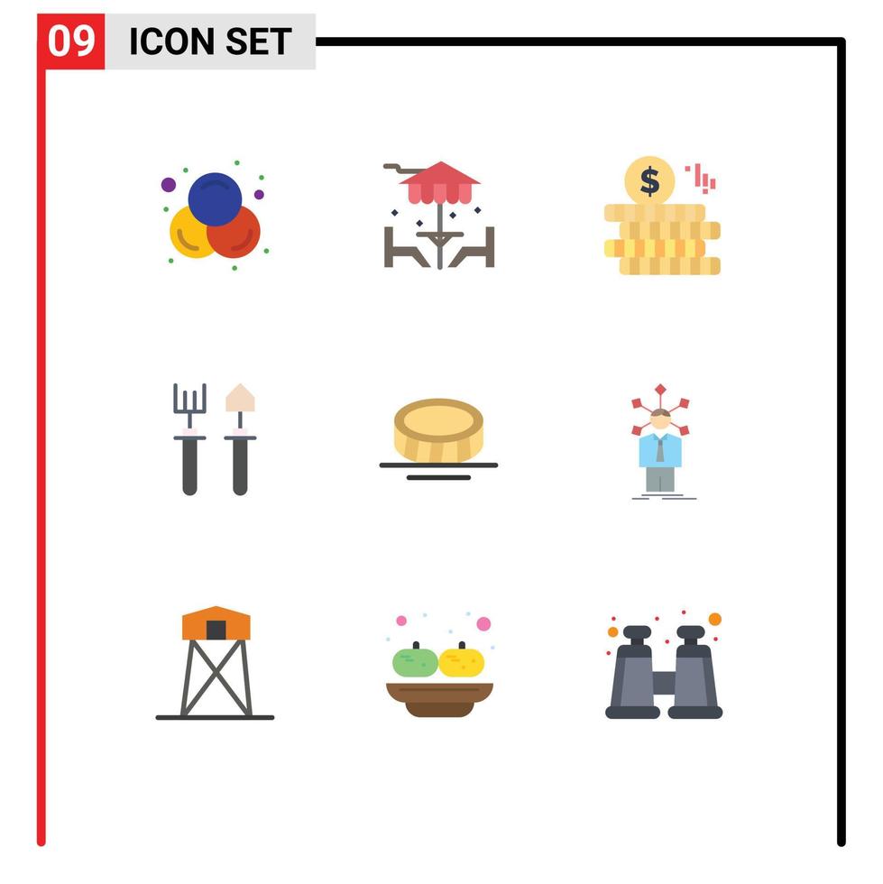 9 Universal Flat Colors Set for Web and Mobile Applications development coin coin cash rake Editable Vector Design Elements