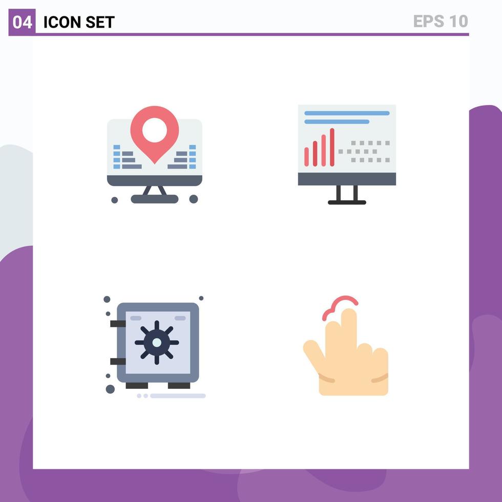 conjunto de pictogramas de 4 iconos planos simples de elementos de diseño vectorial editables de desarrollo de mapa de casillero de desarrollo vector