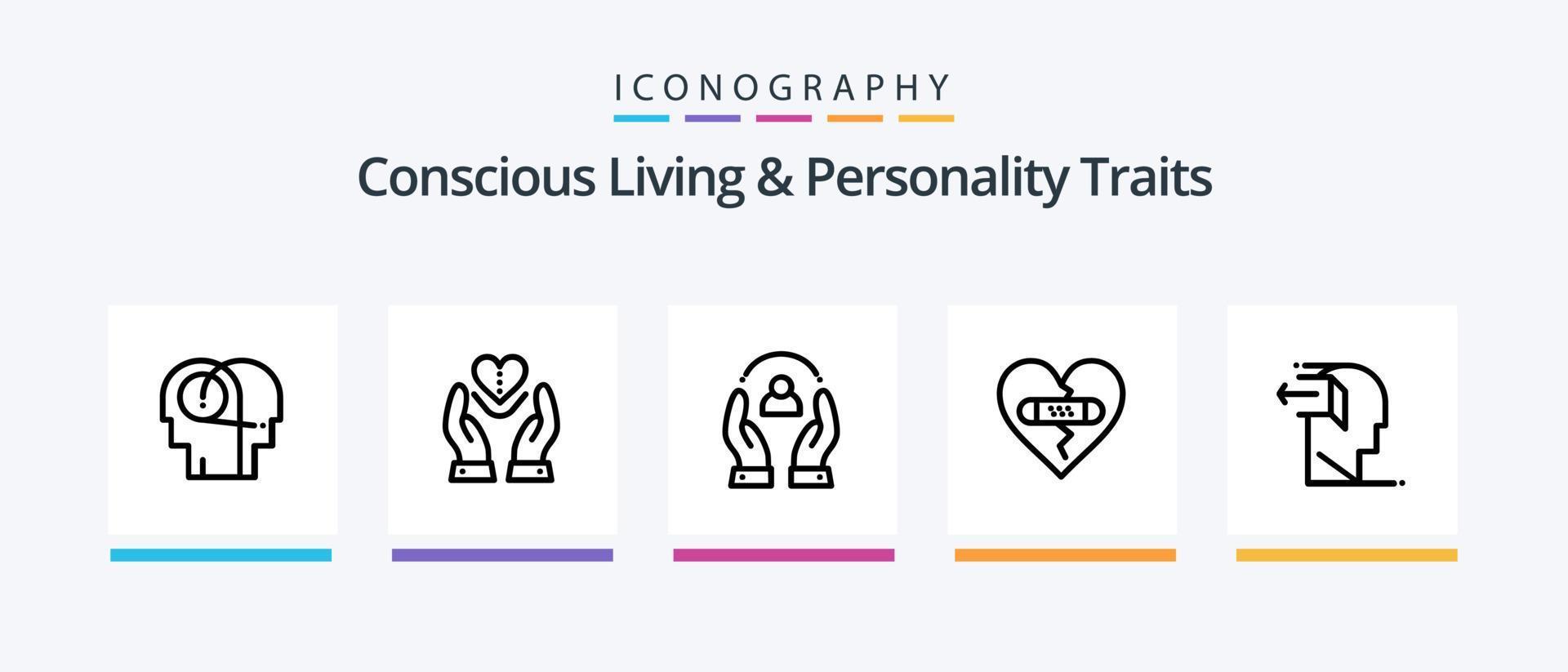 Concious Living And Personality Traits Line 5 Icon Pack Including relief. balloon. protection. air. heart. Creative Icons Design vector