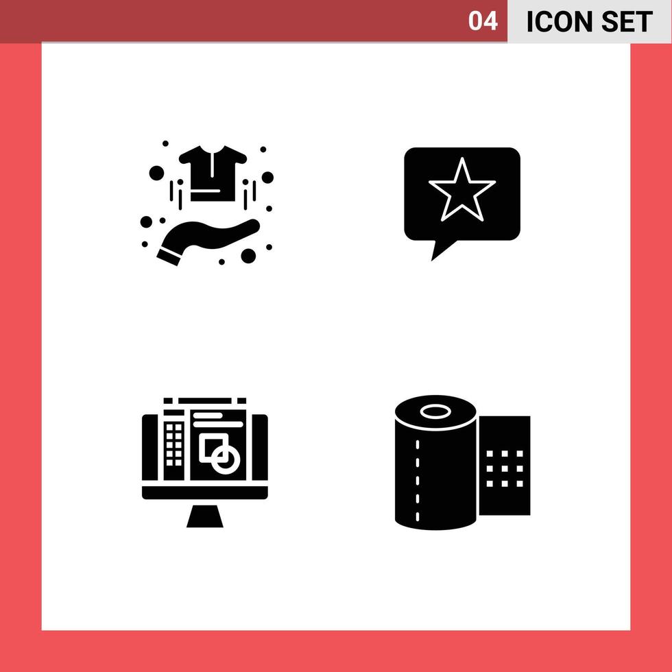 Modern Set of 4 Solid Glyphs and symbols such as buy graphic designing clothes favorite layout Editable Vector Design Elements