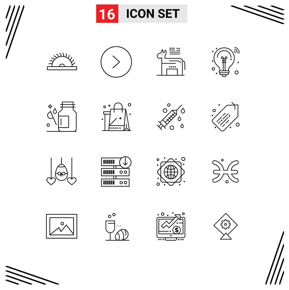 Modern Set of 16 Outlines and symbols such as healthcare drops american smart solution idea Editable Vector Design Elements