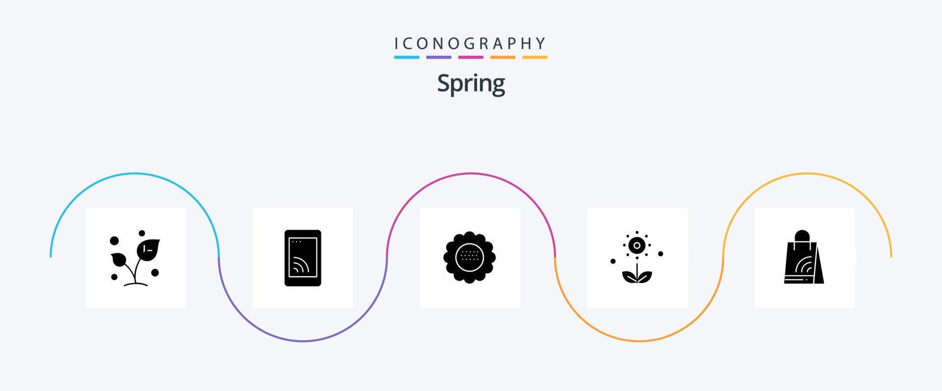Spring Glyph 5 Icon Pack Including shopping. handbag. service. bag. nature vector
