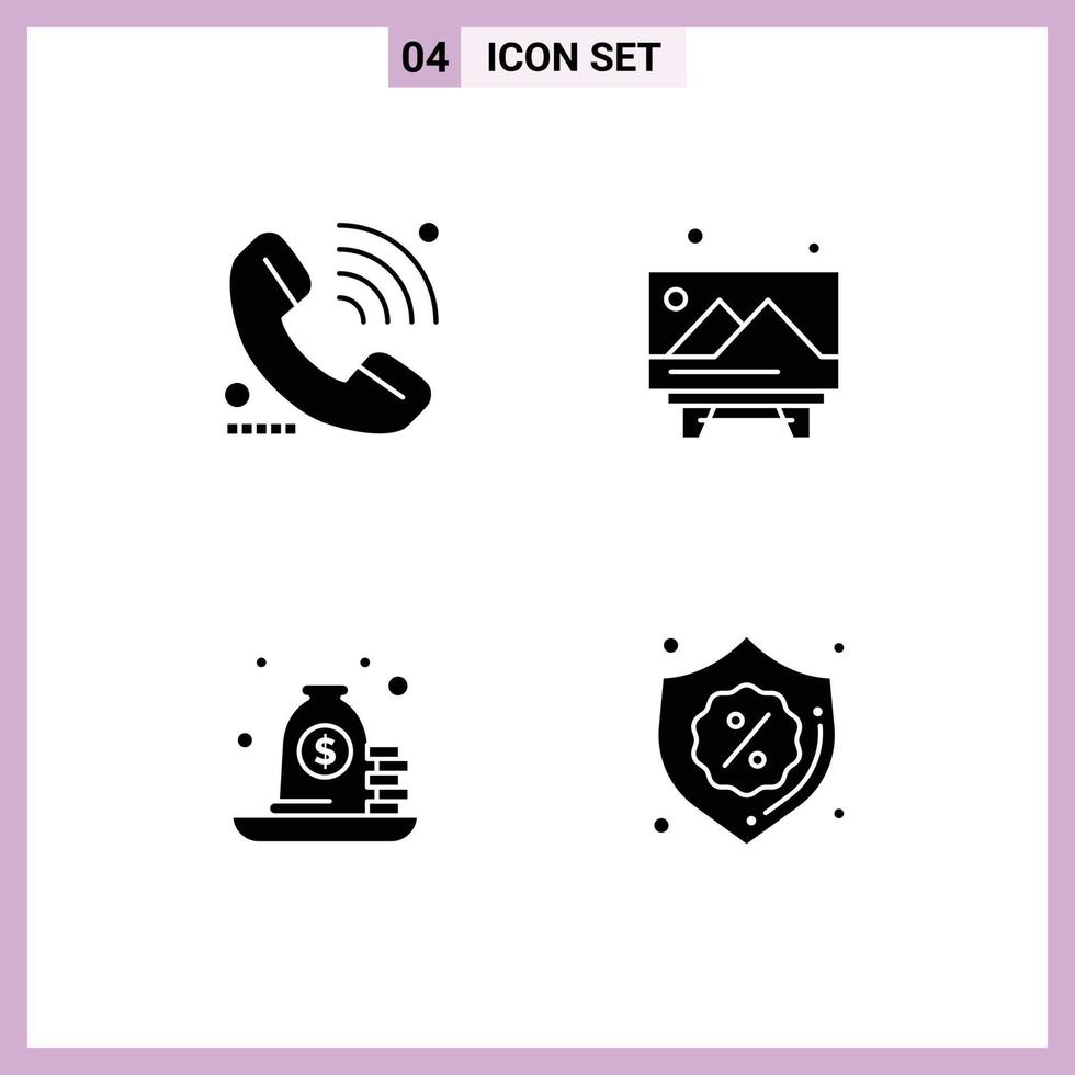 User Interface Pack of Basic Solid Glyphs of call loan signal image payment Editable Vector Design Elements