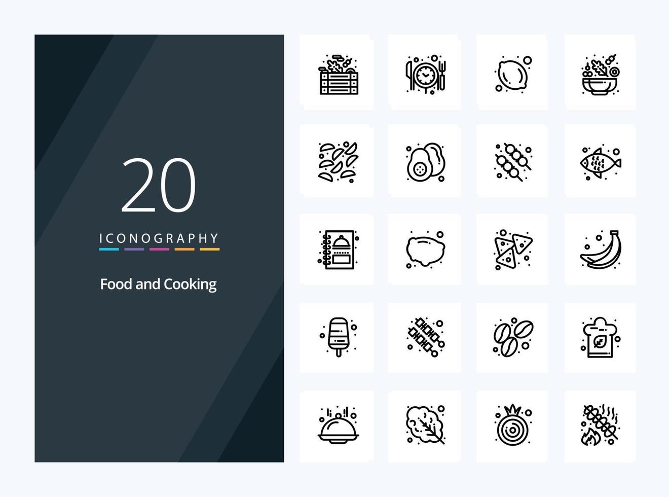 20 Food Outline icon for presentation vector