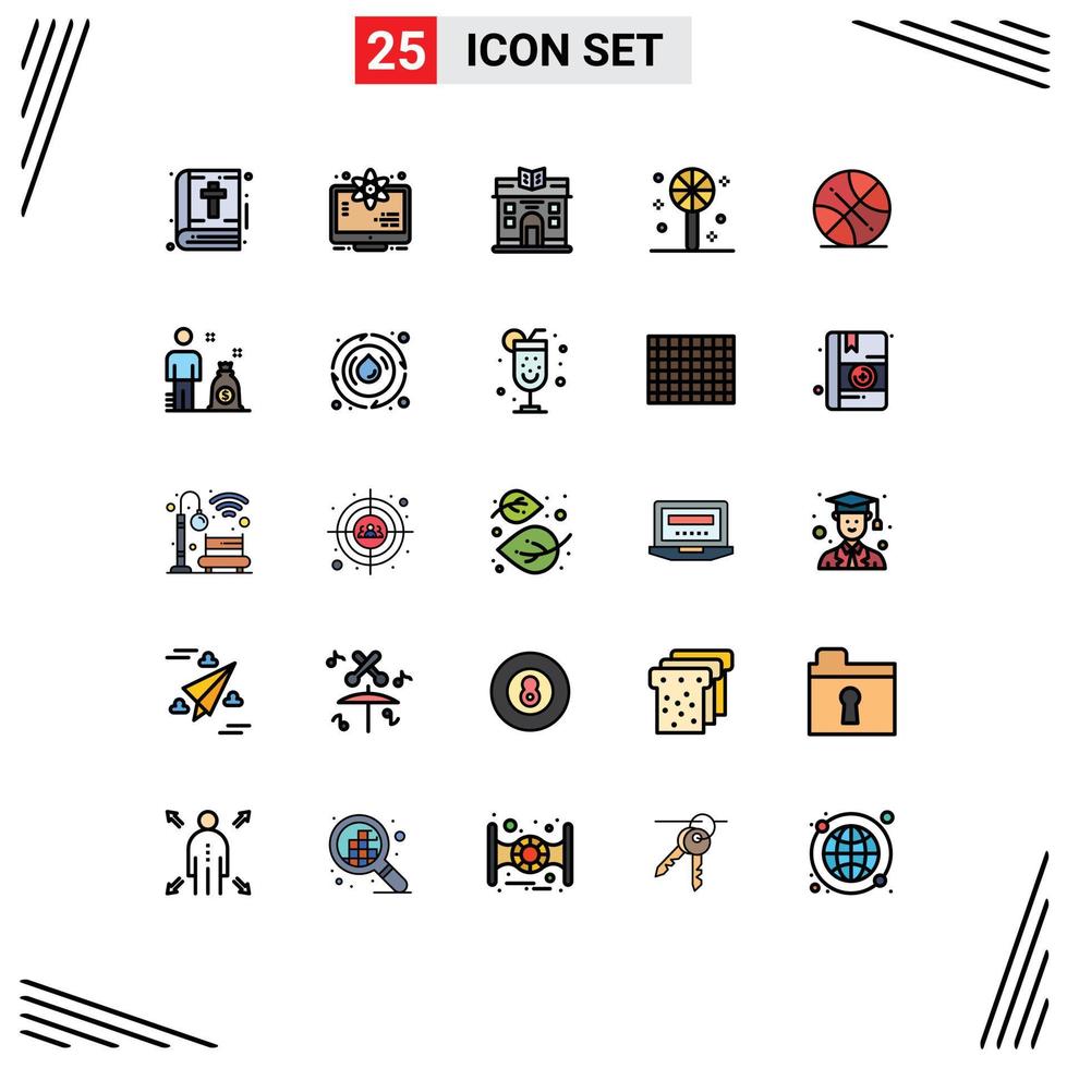 25 iconos creativos signos y símbolos modernos de usa ball city backetball elementos de diseño vectorial editables de halloween vector