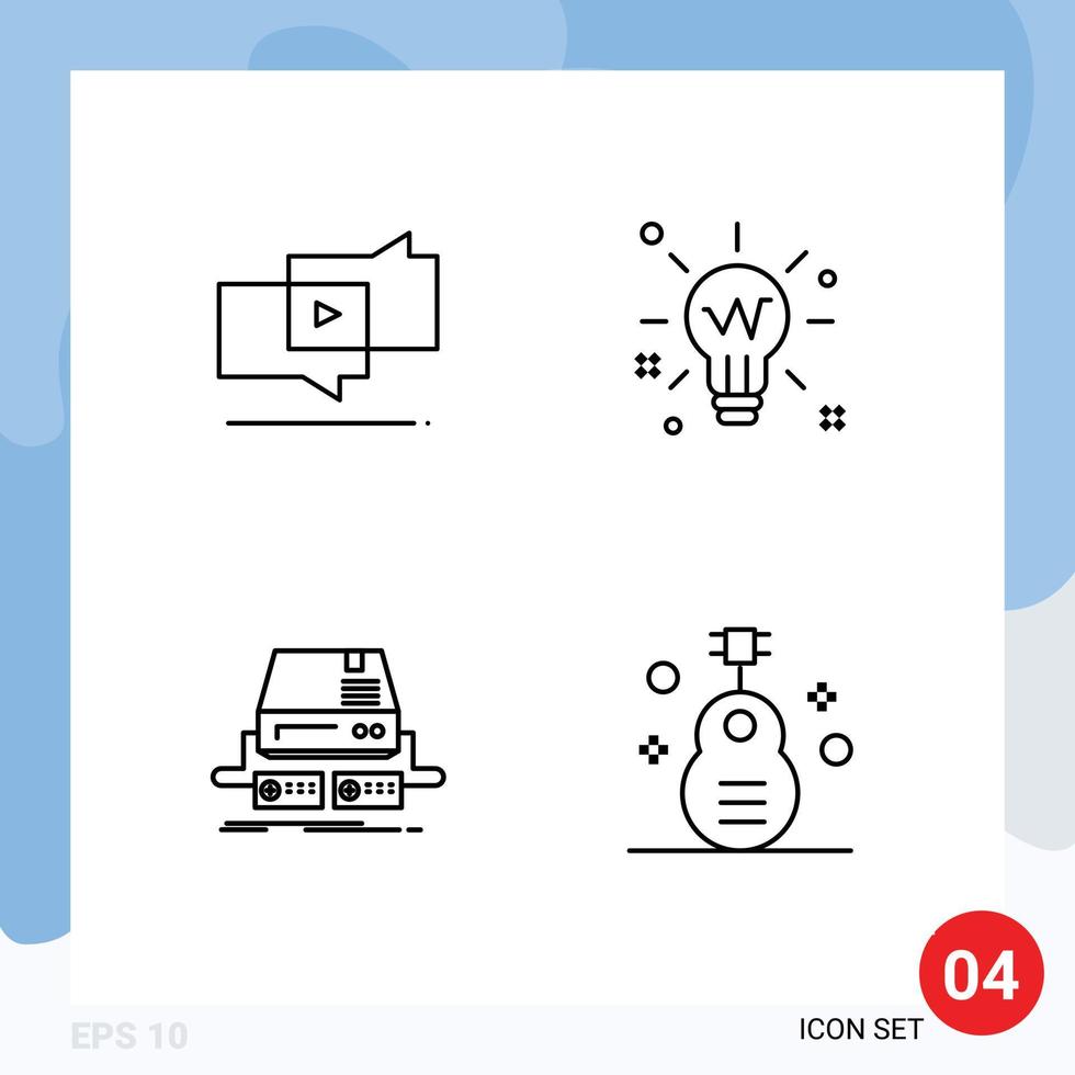 Group of 4 Modern Filledline Flat Colors Set for viral console digital idea gaming Editable Vector Design Elements