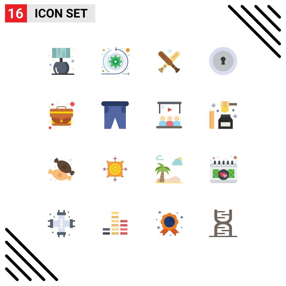 16 Universal Flat Colors Set for Web and Mobile Applications office bag case baseball bag private Editable Pack of Creative Vector Design Elements